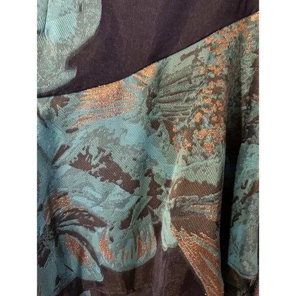 Aidan Mattox Formal Gown 8 Tiered Ruffle A Line Metallic Blue Gold NEW $595 - Picture 3 of 8